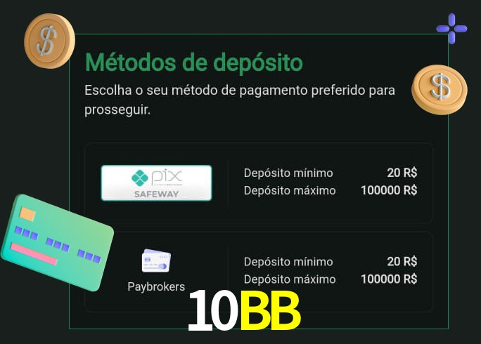 O cassino 10BB oferece uma grande variedade de métodos de pagamento